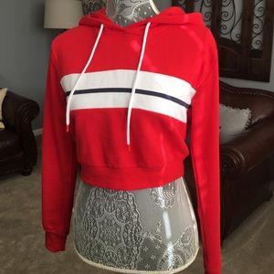 garage: cropped red hoodie